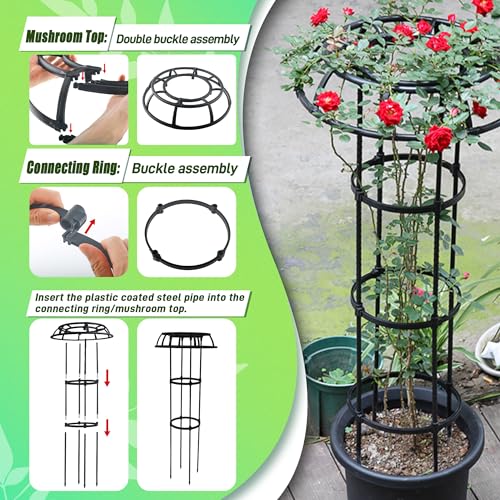 Quibbay 41.3 Inch Mushroom Top Garden Trellis for Climbing Plants,2 Pack - style: 3 Floors-10*41IN