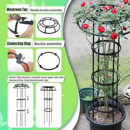 Quibbay 41.3 Inch Mushroom Top Garden Trellis for Climbing Plants,2 Pack - style: 3 Floors-10*41IN