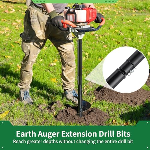 3 Auger Extension Bits 3/4in Shaft, 9.4/12.6/20.9in Bars for Earth Drilling - color: Thick version