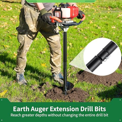 3 Auger Extension Bits 3/4in Shaft, 9.4/12.6/20.9in Bars for Earth Drilling - color: Thick version