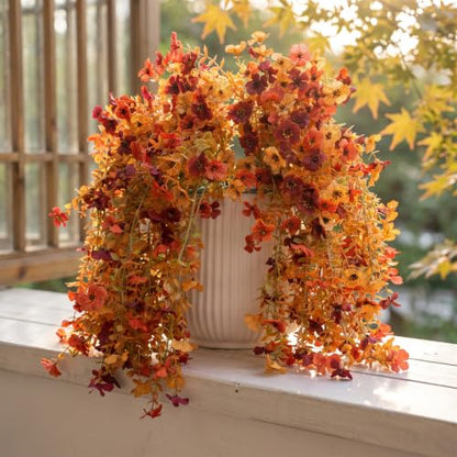 FULLMUSIC Autumn Artificial Flowers for Outdoor (Brown Yellow Orange)