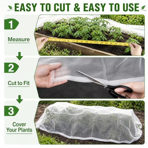 RAINFLOW Garden Netting 10 x 5 FT - 60 Mesh Plant Cover for Raised Beds