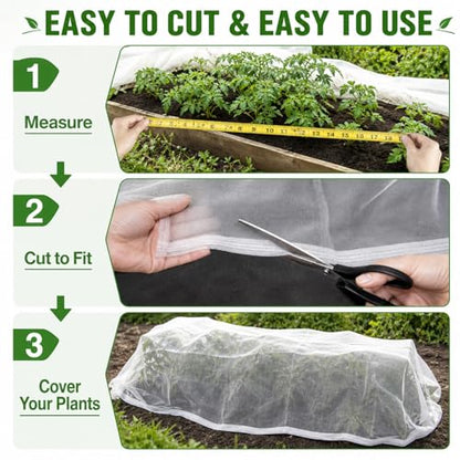 RAINFLOW Garden Netting 10 x 5 FT - 60 Mesh Plant Cover for Raised Beds