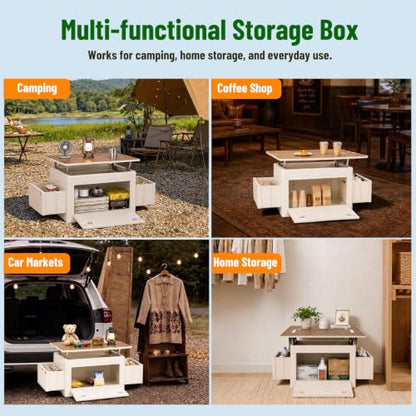Mazatzal Camping Storage Box, Rock Gray, with Foldable Table Top - color: Rock Gray