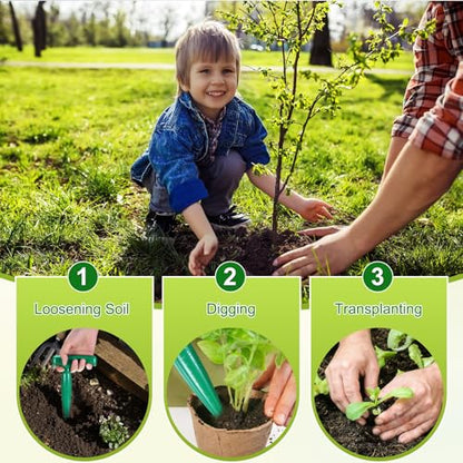 M METERXITY 1-Set Seed Planter Tool, Plastic Hand Dibber Garden Tool with Handle for Sowing Seeds/Transplanting/Planting Bulbs, Handheld Digging Hole Punch Adjustable Dispensers [Dark Green] - color: Dark green