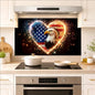 Kitchen Wallpaper 17.3x28 in Bald Eagle American Flag Heart for Backsplash - color: Colorful1288