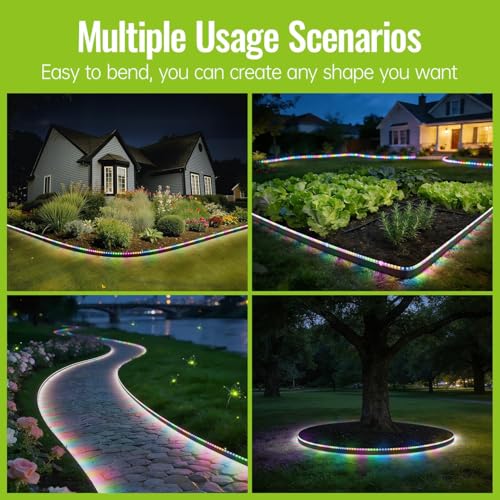 Landscape Edging with Solar String Light, 10FT, 2in Depth, Timer