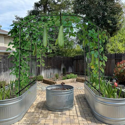 DoCred 87''H x 75''L Garden Arch Trellis, Metal Trellis for Climbing Plants - size: 75'' L x 71'' W x 87'' H/Black