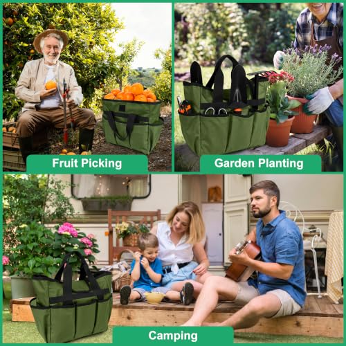Portable Gardening Tool Tote Bag Organizer with 16 Pockets & Handle - color: Army Green
