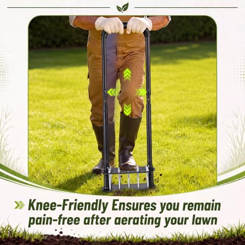 Lothee Lawn Aerator Adjustable Manual Lawn Aerator, Triangle Spike Style - style: Triangle Spike Style