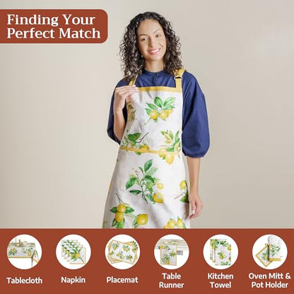 Maison d' Hermine Aprons for women with Pocket 100% Cotton (27.50"x31.50") - color: 002 - Limoncello