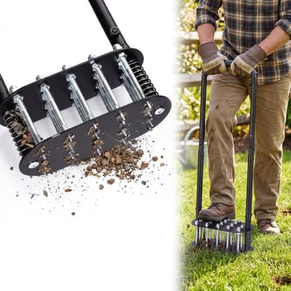 Lothee Lawn Aerator Adjustable Manual Lawn Aerator, Triangle Spike Style - style: Triangle Spike Style