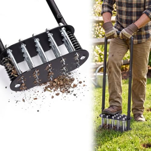 Lothee Lawn Aerator Adjustable Manual Lawn Aerator, Triangle Spike Style - style: Triangle Spike Style