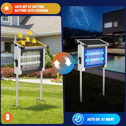 ZECHUAN Solar Bug Zapper Outdoor, Rechargeable Mosquito Zapper - color: White