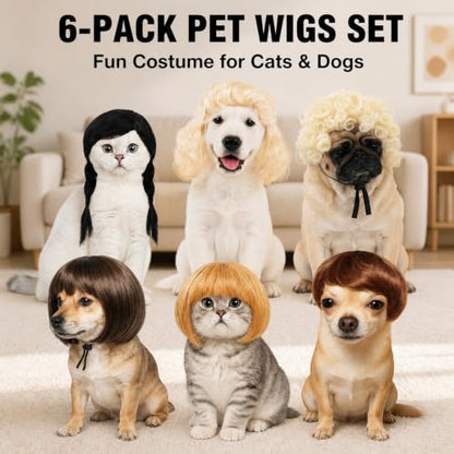 Six Fun Cat and Dog Wig - color: Off-white and Black and Brown