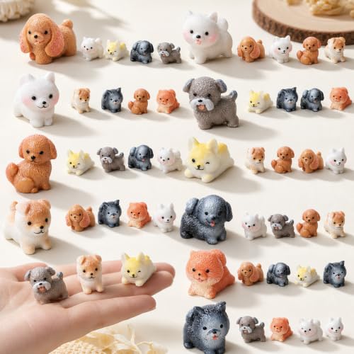50 Pcs Mini Dog Figurines Miniature Resin Animals in Bulk Little Puppy Toys Dog Cake Decorations for DIY Moss Landscape Garden Ornament Birthday Party Home Decors - style: DOG-50PCS