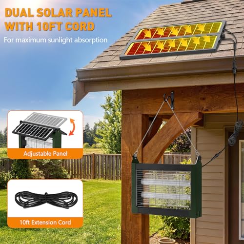 Solar Bug Zapper Outdoor, 4500V Mosquito Zapper with Dual Solar Panels - color: Green