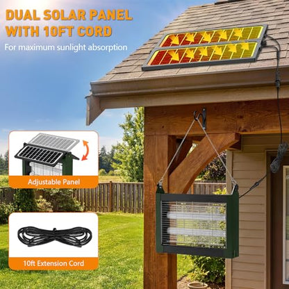 Solar Bug Zapper Outdoor, 4500V Mosquito Zapper with Dual Solar Panels - color: Green