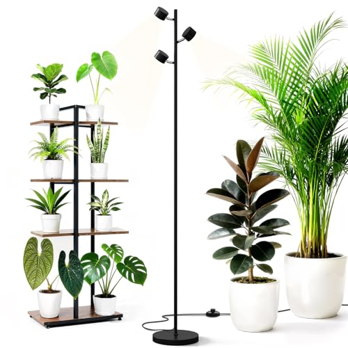 Barrina T1X3 Standing Grow Lights for Indoor Plant, 6FT 30W 5000K High PPFD - size: 30W-6FT-3 Heads