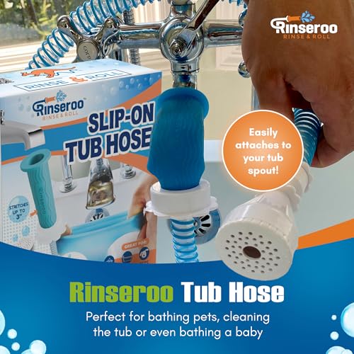 Rinseroo Slip-On Bathtub Faucet Sprayer Attachment, 5 Foot Hose