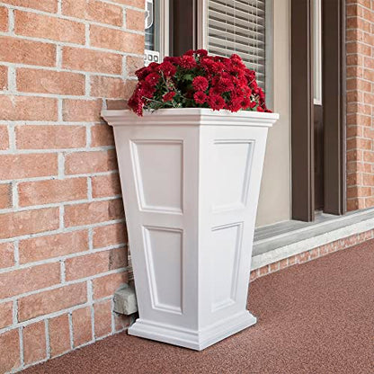 Mayne Fairfield 34in Self-Watering Tall Square Planter, White - color: White, size: 34in