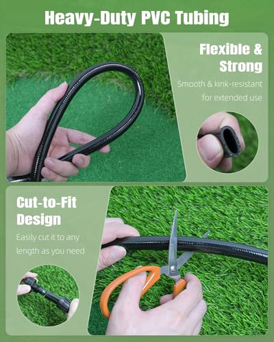 Pawfly 25 ft 1/2 Inch Drip Irrigation Tubing Main Tube, 1/2 Irrigation Tubing for Garden Irrigation System, Flexible PVC Main Line with 5 Barbed Locked Drip Irrigation Parts, 1/2" Drip Irrigation - size: 25 FT 1/2" Main Tubing with 5 Connectors