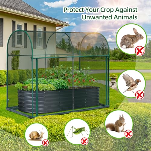 Ohuhu Crop Cages for Garden Plant: 6x3x5 Ft Tent Cage, Plant Netting Cover with Zipper, Garden Bed Cover, Plant Cover from Animal Wind-Resistant Garden Cage for Fruit Vegetable Flower - size: 6' x 3' x 5'