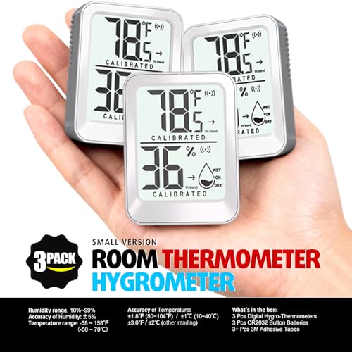 AyayaBoss 3 Pack Room Thermometer Indoor Hygrometer - color: white