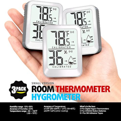 AyayaBoss 3 Pack Room Thermometer Indoor Hygrometer - color: white