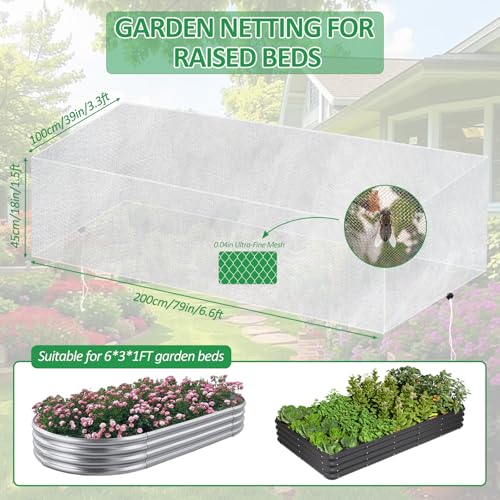 2 Pack Garden Netting for Raised Beds, Ultra Fine Mesh Bird Netting