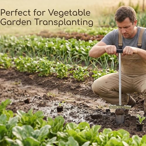 Long‑Handle Bulb Planter with Foot Pedal, High‑Carbon Steel Garden Dibber