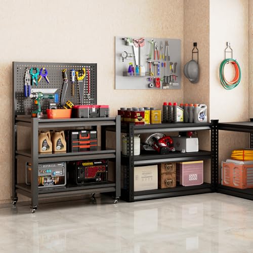 Metal Workbench, Mobile Work Table, Pegboard, 1 Pack - size: 47.2"H x 33.5"W x 18"D
