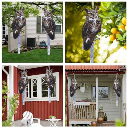 Bird Scarer, 2Pack Fake Owl Hanging Owl to Keep Birds Away Reflective Hanging Bird Decoration to Keep Birds Away from Garden Patio Windows, Mighty Hawks 2pcs - color: Mighty Hawks 2pcs