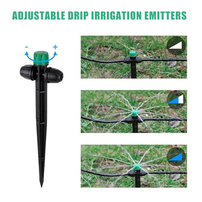 HUISUYTON 30pcs Drip Irrigation Emitters for 1/4" Drip Irrigation Tubing - size: 30Pcs Double Tube Drippers