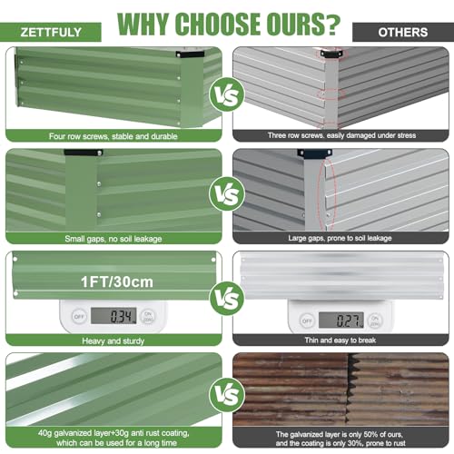 Galvanized Raised Garden Bed Outdoor 2Pack 6x3x1ft Olive Green