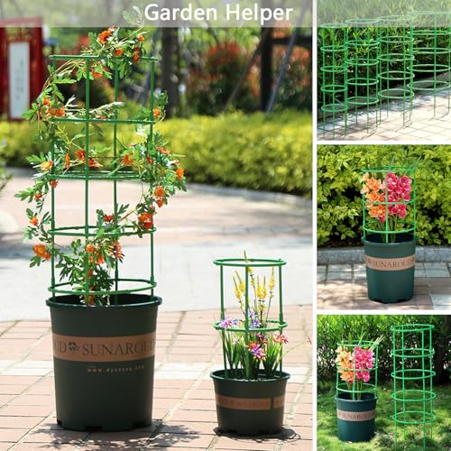 12 Packs Plant Support Stakes, Plant Support with Garden Wire Ties for Indoor Plants, Plastic Stackable Garden Flower Support, Plant Stakes for Tomato, Monstera, Peony, Hydrangea Climbing Plants