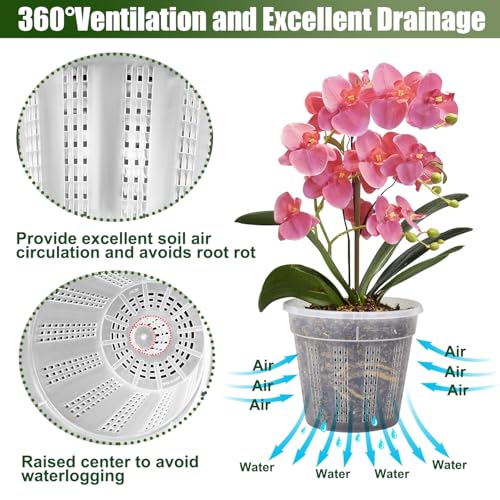 Orchid Pots, 9 Pack Orchid Pots with Holes and 12Pcs Plant Stakes, 3 Each of 4.3",5.5",6.1" Clear Plastic Plant Pot for Indoor Outdoor Plants(3 Each of 4.3",5.5",6.1") - style: 3 Each of 4.3", 5.5", 6.1"
