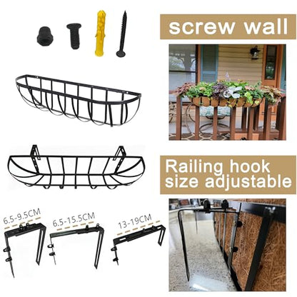2pack 24-inch Window Sill Window Railing Planters with Cocoa Liner for Outdoor Balconies, Porches, Fences, Patio Railings - size: 24 inch