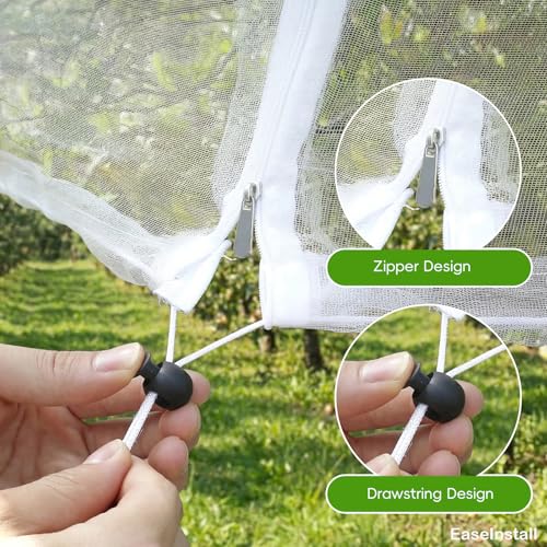 10'*12' Large Fruit Tree Netting for Squirrels and Birds with Drawstring, Insect Bird Netting Pest Barrier for Garden Protection (White, 2pc) - size: 2pc-10'*12'