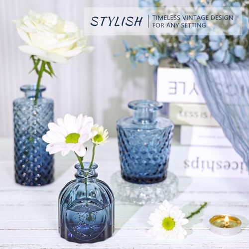 SUPMIND Glass Bud Vase Set of 12, Small Blue Flower Vases for Centerpieces - color: Blue, size: 12Pcs