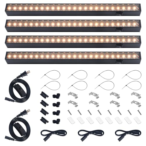 Barrina Grow Lights for Indoor Plant, T5 1FT Full Spectrum, Yellow, 4 Packs - color: Yellow, size: 1ft-black Cover