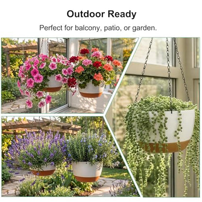 FUSHITON 3 Pack Self-Watering Hanging Planters for Indoor Outdoor
