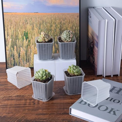 30Pcs 3 Inch Clear Nursery Pots with Saucers, Square Plastic Plant Pot - color: Transparent 02