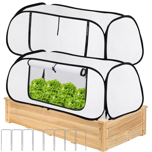 2 Pack Pop Up Plant Covers Freeze Protection for Raised Beds, 45"X22"X16"