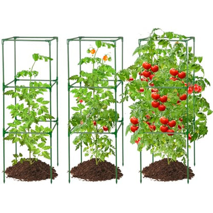PAMASE 45x14.5x14.5in Square Tomato Cage for Garden, 3 Pack - style: 3 Pack