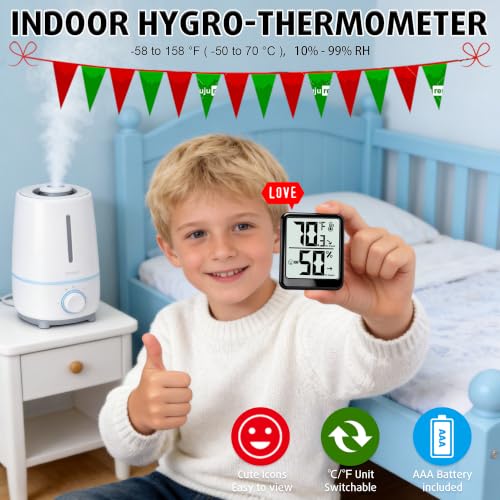 Room Thermometer Indoor Hygrometer Digital Humidity Meter - color: Black - Upgraded Version, size: 1 - Pack