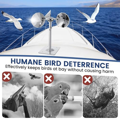 2 Pack Reflective Spinning Bird Deterrents, Wind-Powered Aluminum Alloy