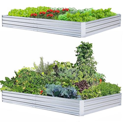 2-Pack Galvanized Raised Garden Bed 8x4x1ft - size: 8x4x1ft (2 pcs)