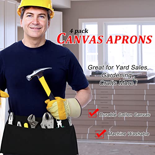 JenPen 4 Pcs Nail Apron Canvas Waist Apron Bulk for Carpenter with 2-pocket