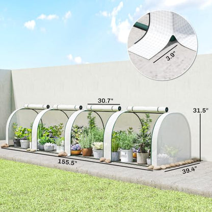 Outsunny 13' x 3' x 2.5' Mini Greenhouse Portable Tunnel Green House White - color: White, size: 13' x 3' x 2.5'